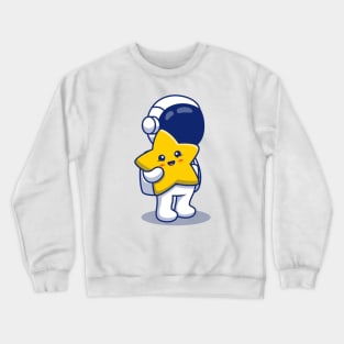 Astronaut Holding Cute Star Crewneck Sweatshirt